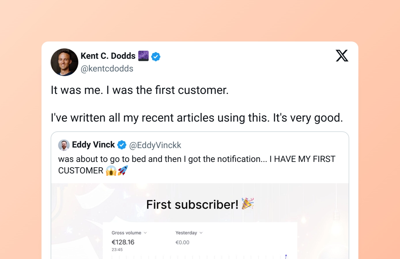 Kent C. Dodds tweet about Blog Recorder